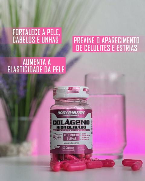 Imagem de Colágeno Hidrolisado Feminy 60 capsulas Vitaminas C e E  Betacaroteno  Pele  Cabelo  Unhas Materia Prima Importada