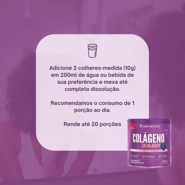 Imagem de Colágeno hidrolisado - Pele cabelos e unhas - Suplemento em pó Skin Sanavita 300g