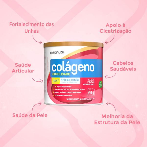 Imagem de Colageno Hidrolisado Sabor Frutas Vermelhas Lata 250g Maxinutri