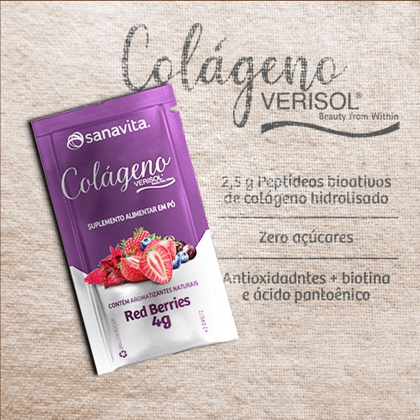 Imagem de Colágeno Hidrolisado Verisol - Sabor Red Berries - Sanavita - 30 sachês de 120g