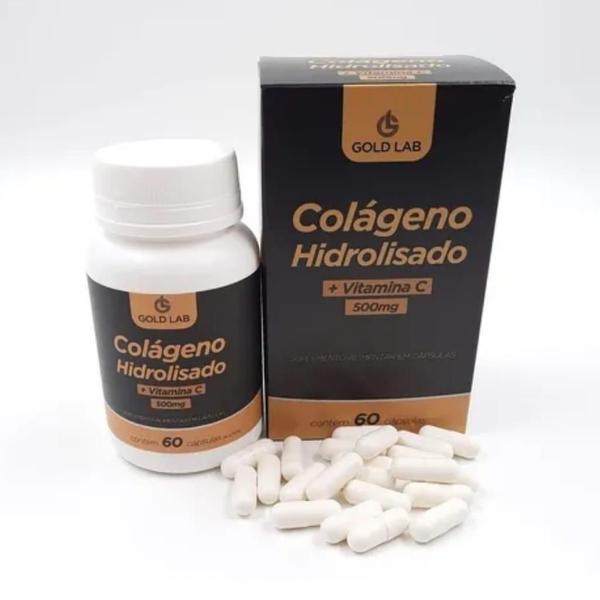 Imagem de Colágeno Hidrolisado + Vitamina C 500Mg - 60 Cáps Gold Lab