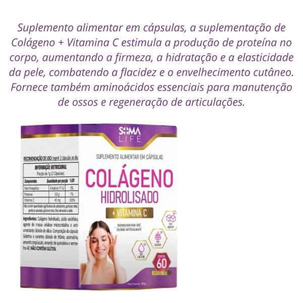 Imagem de Colágeno Hidrolisado + Vitamina C 60 Cápsulas Soma Life