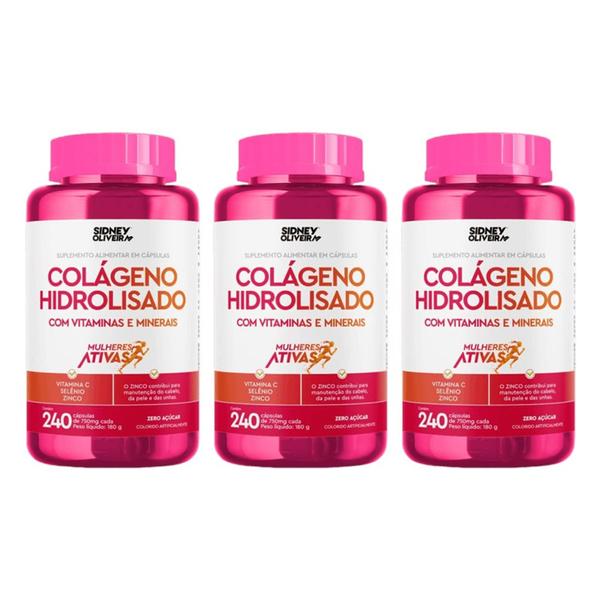 Imagem de Colágeno Hidrolisado + Vitamina E e minerais 240 caps kit com 3 unidades