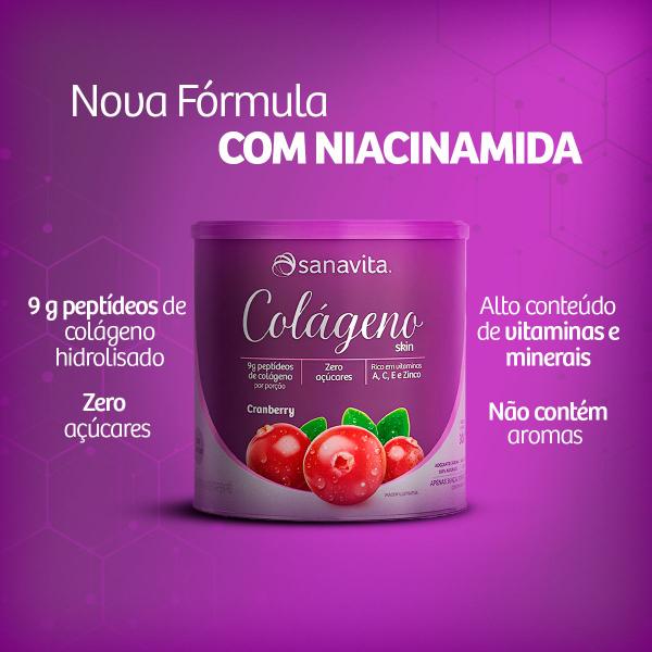 Imagem de Colágeno Skin Sabor Cranberry 300g  Sanavita