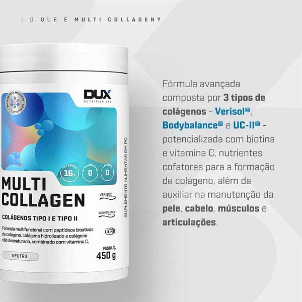 Imagem de Colágeno Tipo 1 e Tipo 2 Colágeno Hidrolisado Multi Collagen Dux Nutrition 475g