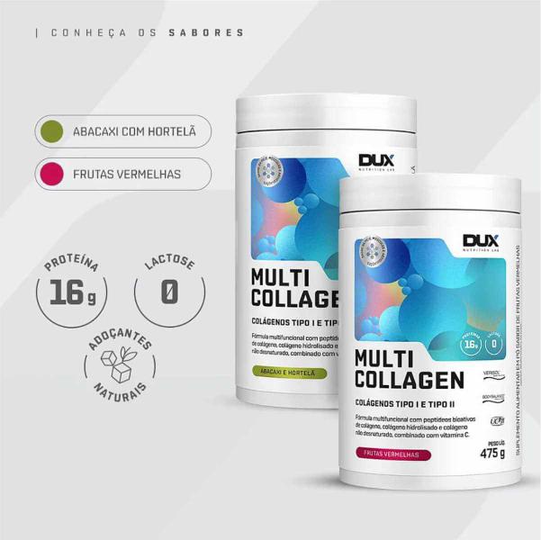 Imagem de Colágeno Tipo 1 e Tipo 2 Colágeno Hidrolisado Multi Collagen Dux Nutrition 475g