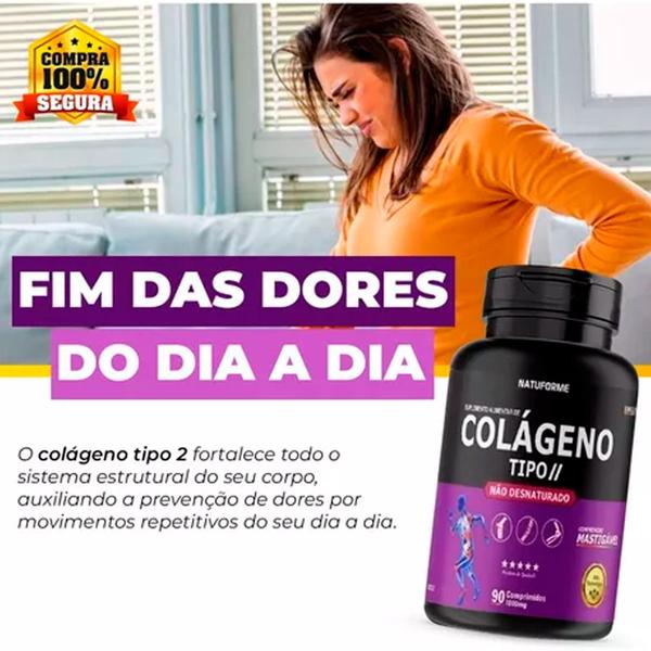 Imagem de Colágeno Tipo 2 Natuforme Mastigável 90 Não Desnaturado  Comprimidos Kit 03 Unidades