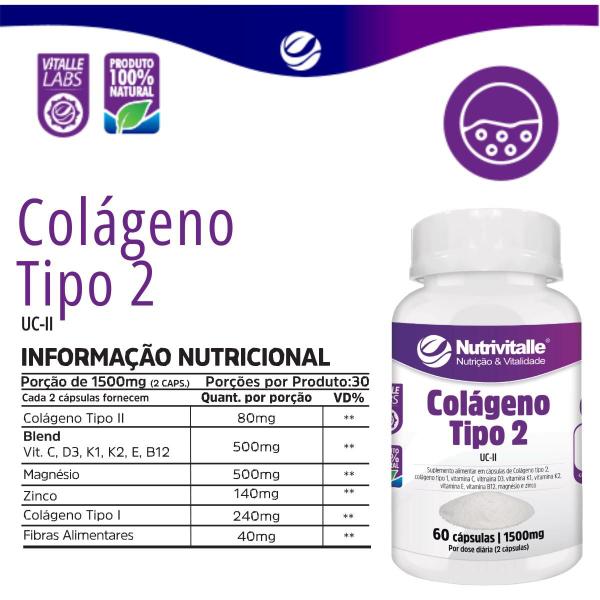 Imagem de Colágeno Tipo 2 UC II 1500mg 60 Cápsulas Nutrivitalle