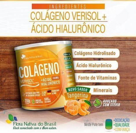 Imagem de Colágeno Verisol + Acido Hialuronico 250 Gr Sabor Tangerina Flor Nativa