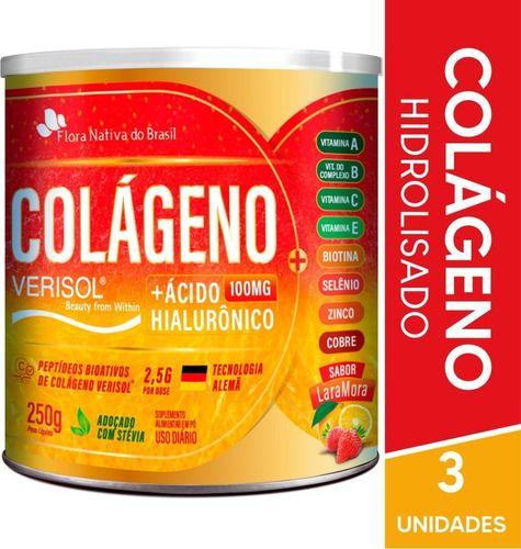 Imagem de Colágeno Verisol E Ácido Hialurônico 3 X 250g Flora Nativa