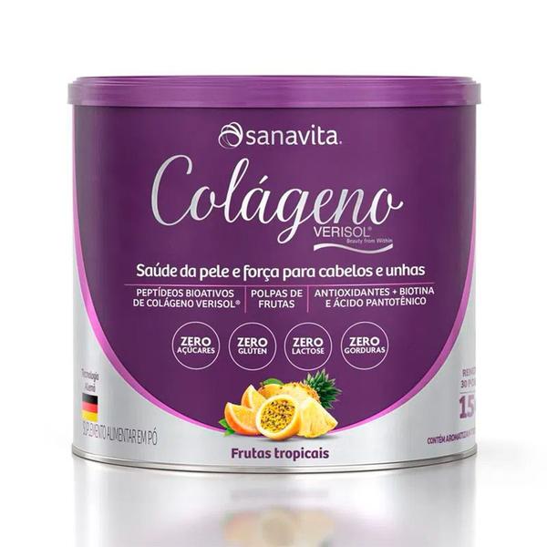 Imagem de Colageno Verisol Lata 150g Frutas Tropicais Sanavita