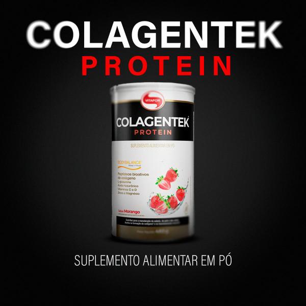 Imagem de Colagentek protein lata 460g sabor morango - vitafor