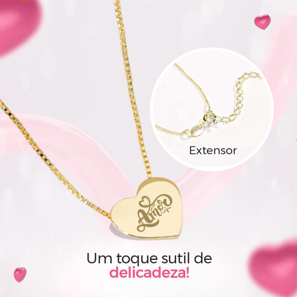 Imagem de Colar amor coração + caixa qualidade premium original casual inoxidavel social presente moda