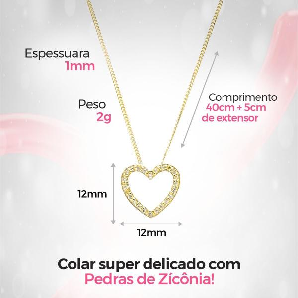 Imagem de colar coração strass + relogio feminino dourado aço moda presente inoxidavel qualidade premium