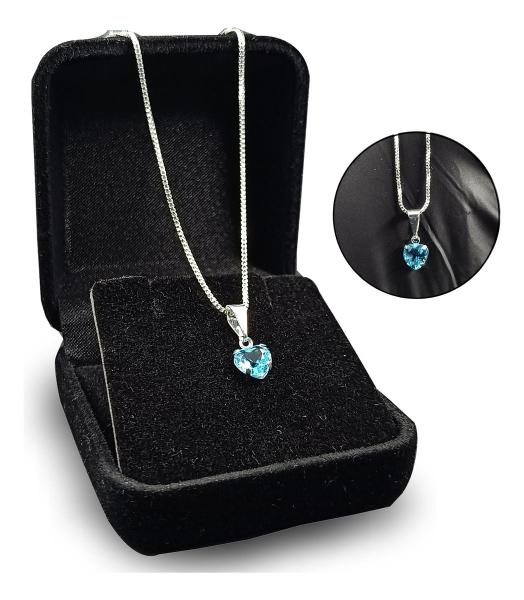 Colar Corrente Feminino de Prata 925 Pingente Coração Azul Cordão Fino Top Veneziana 45cm ... Colar Corrente Feminino de Prata 925 Pingente Coração Azul Cordão Fino Top Veneziana 45cm ...