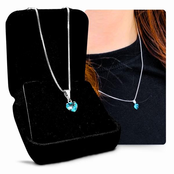Colar Corrente Feminino de Prata 925 Pingente Coração Azul Cordão Fino Top Veneziana 45cm ... Colar Corrente Feminino de Prata 925 Pingente Coração Azul Cordão Fino Top Veneziana 45cm ...