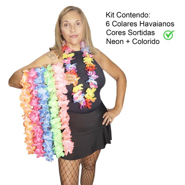 Imagem de Colar Havaiano Kit com 6 Cores Sortidas: Neon + Colorido