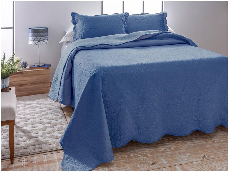 Colcha Casal Jolitex Ultrasonic Dyuri Azul Indigo 3 Peças Colcha Casal Jolitex Ultrasonic Dyuri Azul Indigo 3 Peças