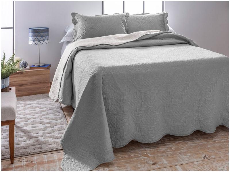 Colcha Casal Jolitex Ultrasonic Dyuri Cinza Prata 3 Peças Colcha Casal Jolitex Ultrasonic Dyuri Cinza Prata 3 Peças