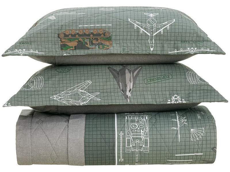 Colcha Casal Karsten 100% Algodão Militar II Verde e Branco 3 Peças Colcha Casal Karsten 100% Algodão Militar II Verde e Branco 3 Peças