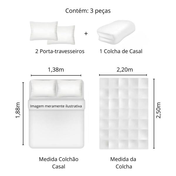 Imagem de Colcha Casal Piquet Dohler 03 Peças Estampada 2,20x2,50m