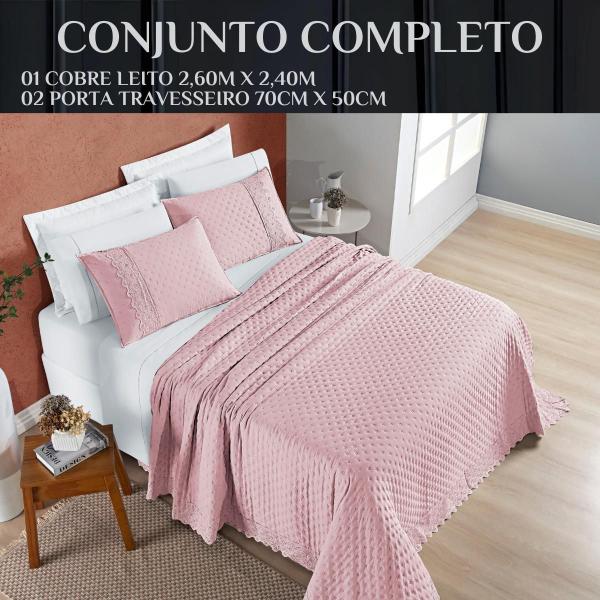 Imagem de Colcha Casal Queen Size London 200 Fios Bordado Inglês Super Elegante NOBLESS