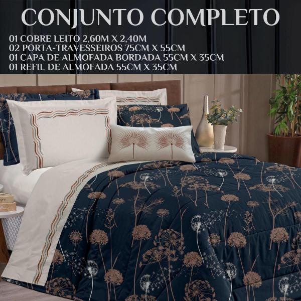 Colcha Casal Queen Size Safira Estampado Matelado 100% - De Luca Enxovais Imagem de Colcha Casal Queen Size Safira Estampado Matelado 100%