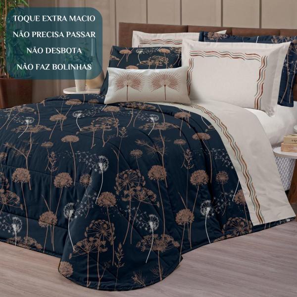 Colcha Casal Queen Size Safira Estampado Matelado 100% - De Luca Enxovais Imagem de Colcha Casal Queen Size Safira Estampado Matelado 100%