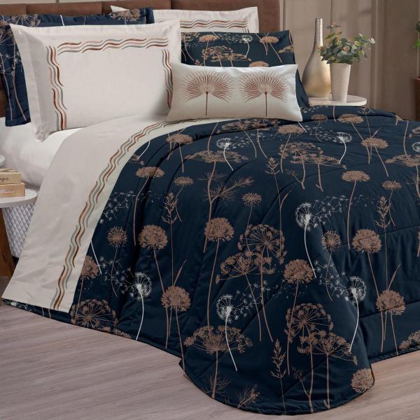 Colcha Casal Queen Size Safira Estampado Matelado 100% - De Luca Enxovais Imagem de Colcha Casal Queen Size Safira Estampado Matelado 100%