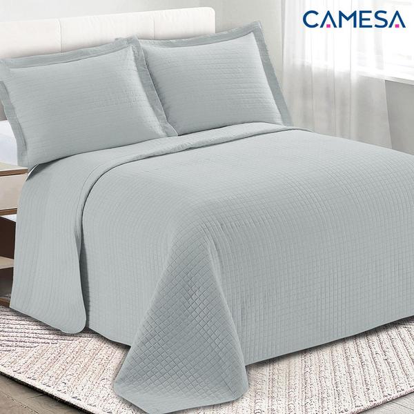 Imagem de Colcha Cobre Leito Casal kit 3 peças Dupla Face Microfibra Soft Ultrassônico - Camesa