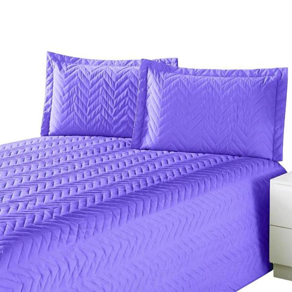 Imagem de Colcha Cobre Leito Clean Cama Quarto Casal 3 Peças Cor Lilás