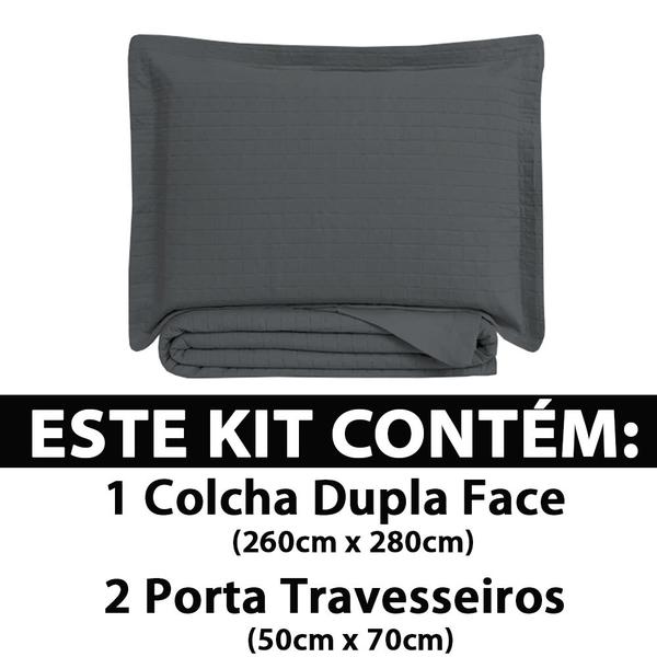 Imagem de Colcha Cobre Leito King kit 3 peças Dupla Face Microfibra Soft Ultrassônico - Camesa