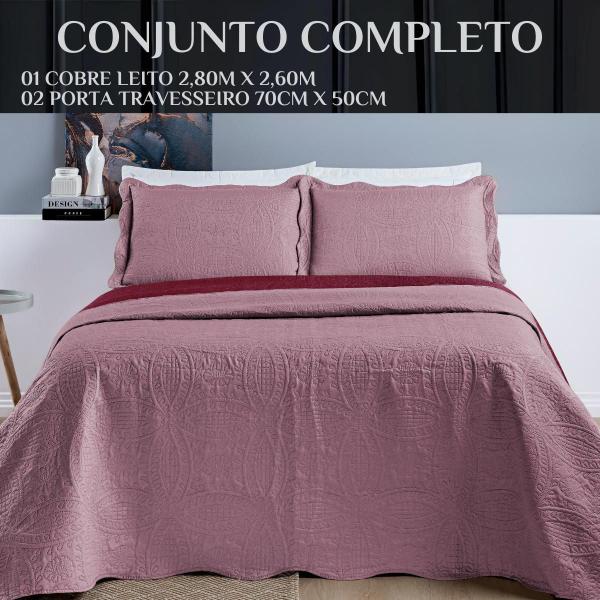 Imagem de Colcha Cobreleito Casal King Size Glamour Dupla Face 03 Pçs