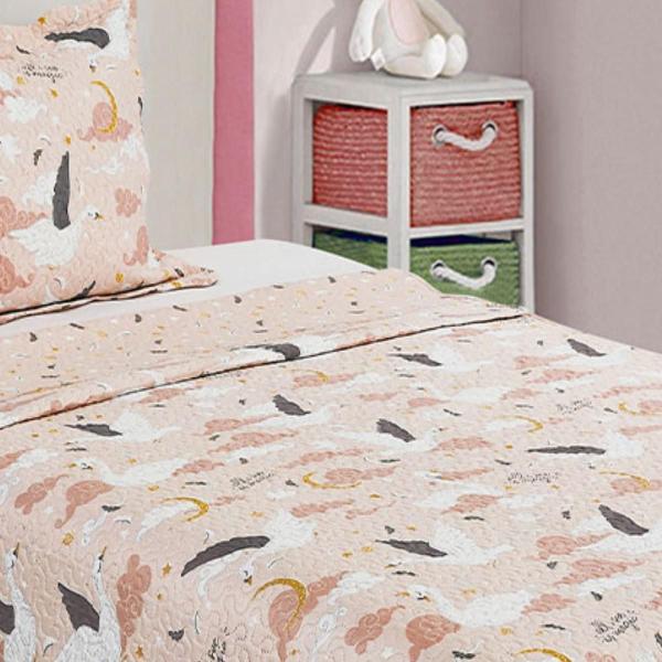 Imagem de Colcha Evolution Patchwork Infantil Solteiro 160X230 Cisne