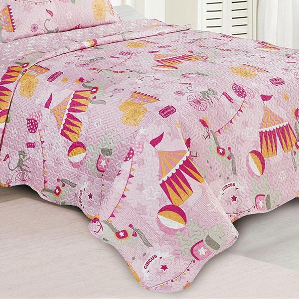 Imagem de Colcha Infantil Solteiro Evolution Patchwork 160x230cm Camesa Circo Rosa