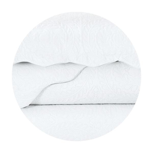 Imagem de Colcha Jogo De Cama 3 Peças Cobre Leito Mandi Queen 240x260 Branco CAMESA