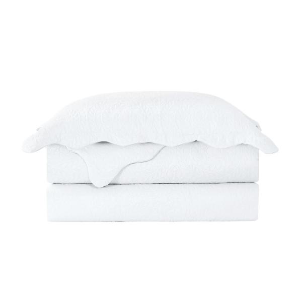 Imagem de Colcha Jogo De Cama 3 Peças Cobre Leito Mandi Queen 240x260 Branco CAMESA