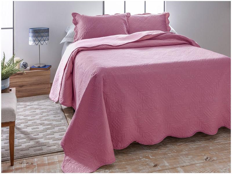 Colcha Queen Jolitex Ultrasonic Dyuri Rosa Chá 3 Peças Colcha Queen Jolitex Ultrasonic Dyuri Rosa Chá 3 Peças