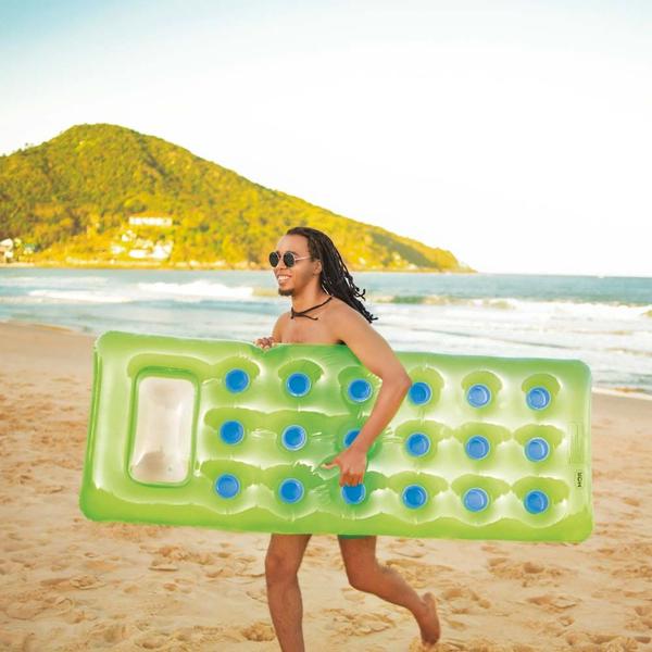 Imagem de Colchão Boia Inflável Fashion Para Piscina Praia Mar Flutuar Boiar Verão Diversão Porta Copos Mor