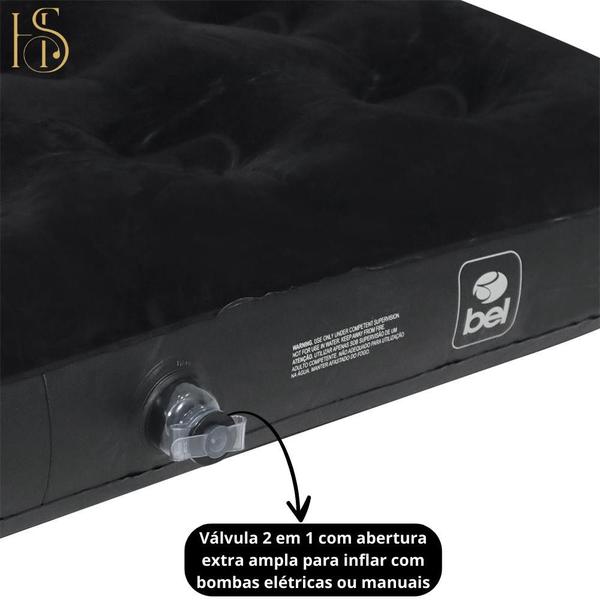 Imagem de Colchão Casal Inflável Preto Bel Compacta para Acampamento