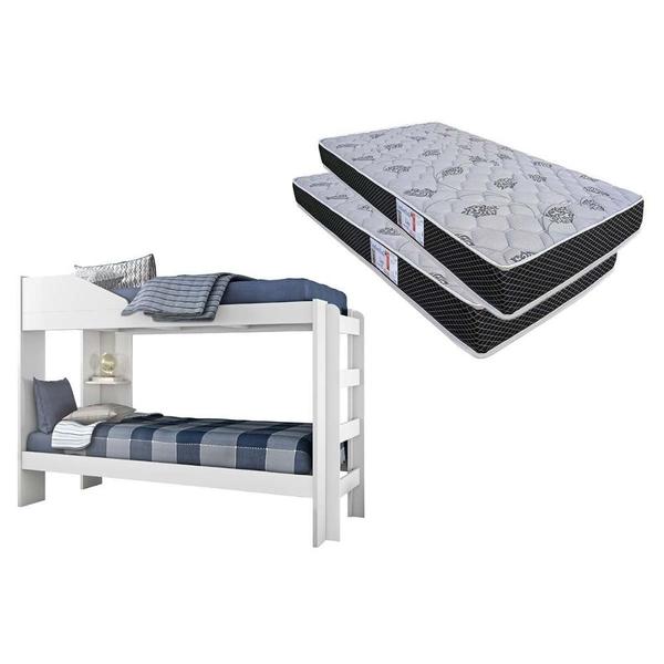 Imagem de Colchão D20 Comfortpedic Line (2un) + Beliche Indy Branco