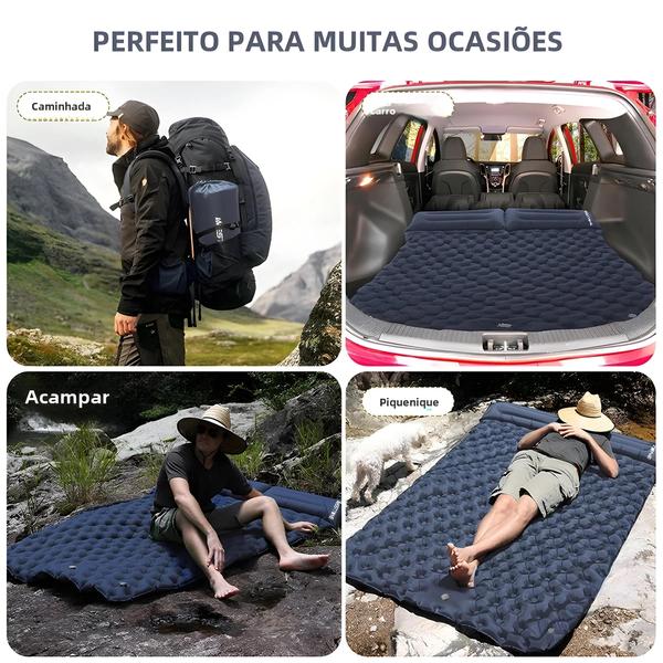 Imagem de Colchão de Ar Inflável Duplo Westtune para Camping - com Bomba e Travesseiro