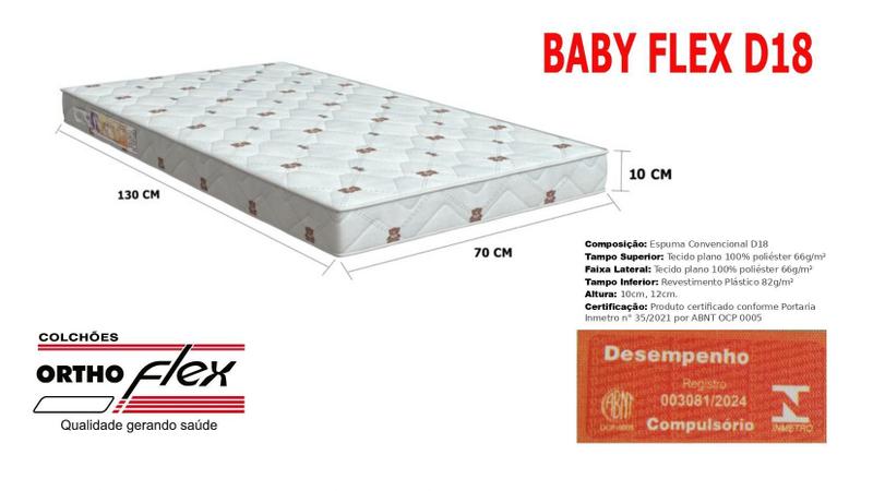 Imagem de Colchão De Berço Impermeável Orthoflex D18 Branco Baby Flex