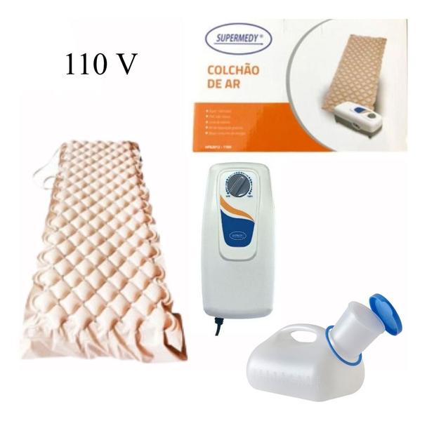 Imagem de Colchão Inflável 110V Pneumático Anti Feridas Anti Escara Com Motor Incluso SuperMedy E Coletor De Urina Masculino