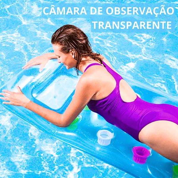 Imagem de Colchão Inflável Boia 72cm Porta-Copos e Visor Transparente