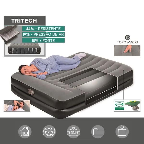 Imagem de Colchao Inflavel Casal Camping Queen Tritech + Bomba 110v Bestway  Nautika 