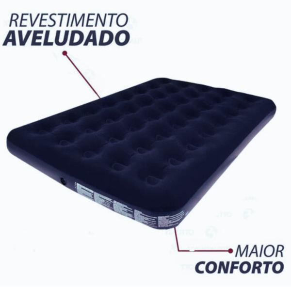 Imagem de Colchão Inflável Casal Multiuso + Inflador Manual Kit Reparo