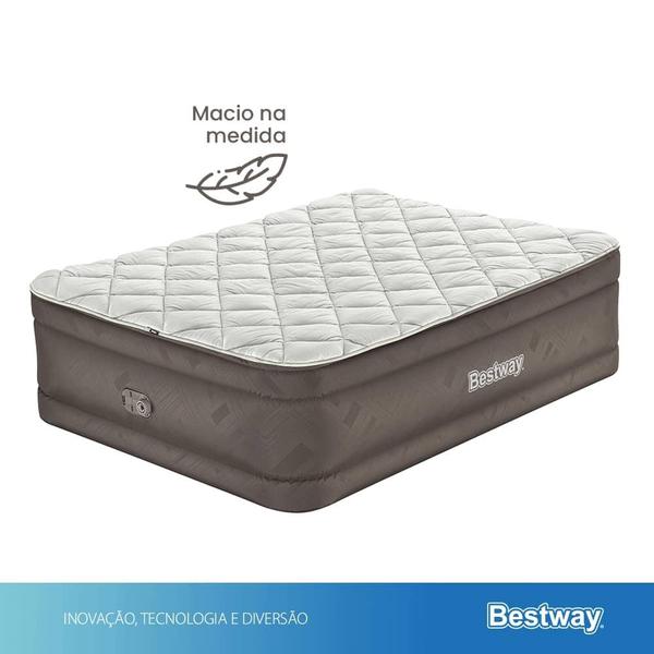 Imagem de Colchão Inflável Casal Queen Duvet 350kg + Bomba Embutida 110V/220V + Bolsa Bestway