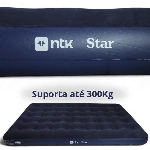 Imagem de Colchao Inflavel Casal Star Ntk Suporta 300 Kg Azul para Camping e Pesca  Nautika 