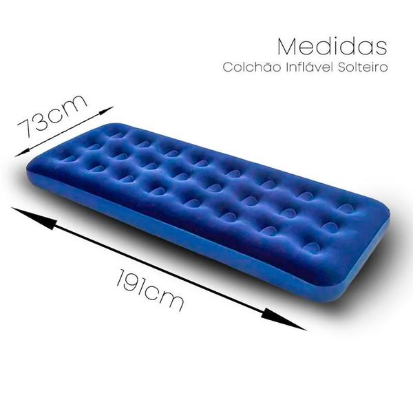 Colchão Inflável Solteiro Camping Praia + 1 Travesseiro - OMEGA Imagem de Colchão Inflável Solteiro Camping Praia + 1 Travesseiro
